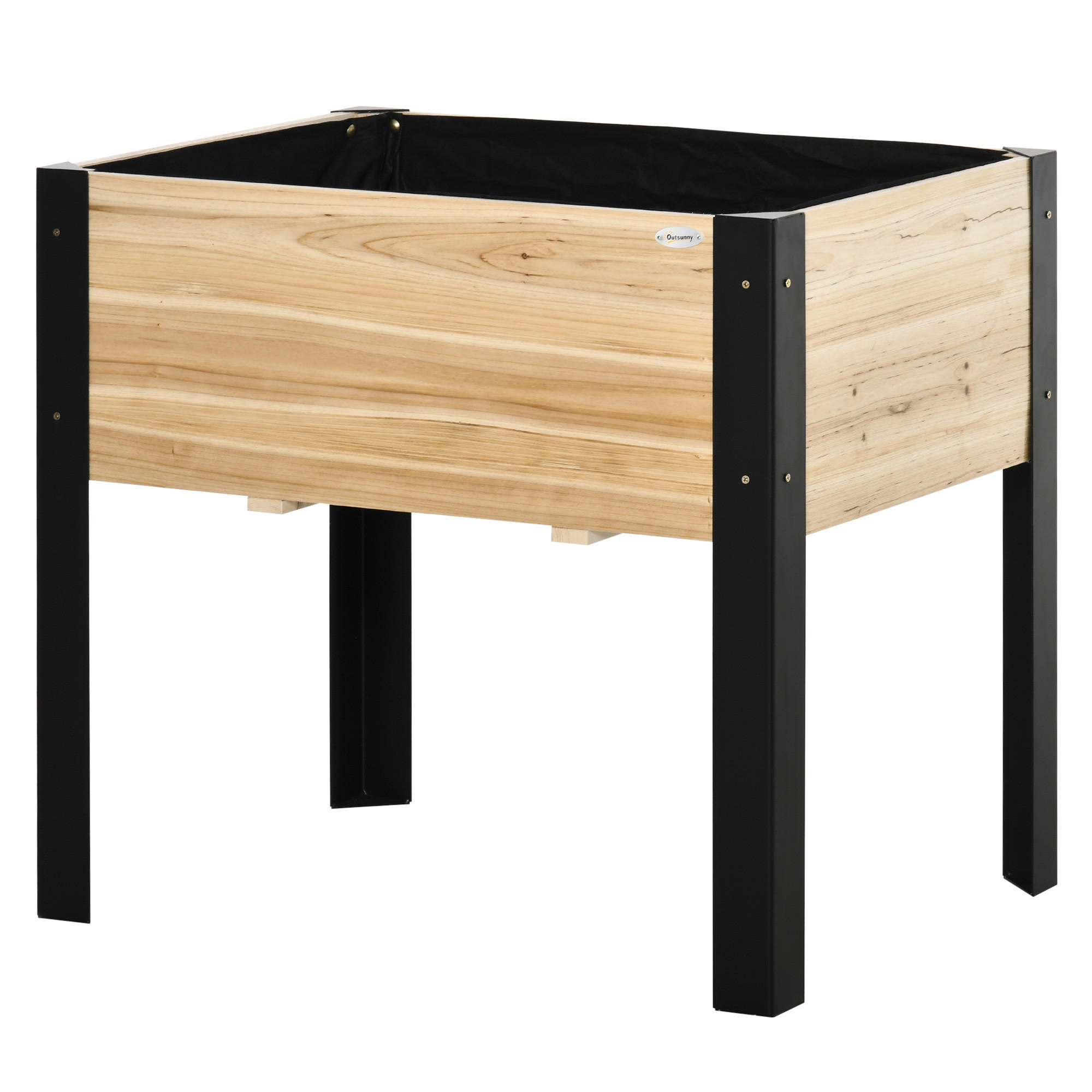 HOCHBEET DE-16037 mit Drainagevlies Holz/Schwarz - Naturfarben, Holzwerkstoff (80/74/60cm) - ComfortXL