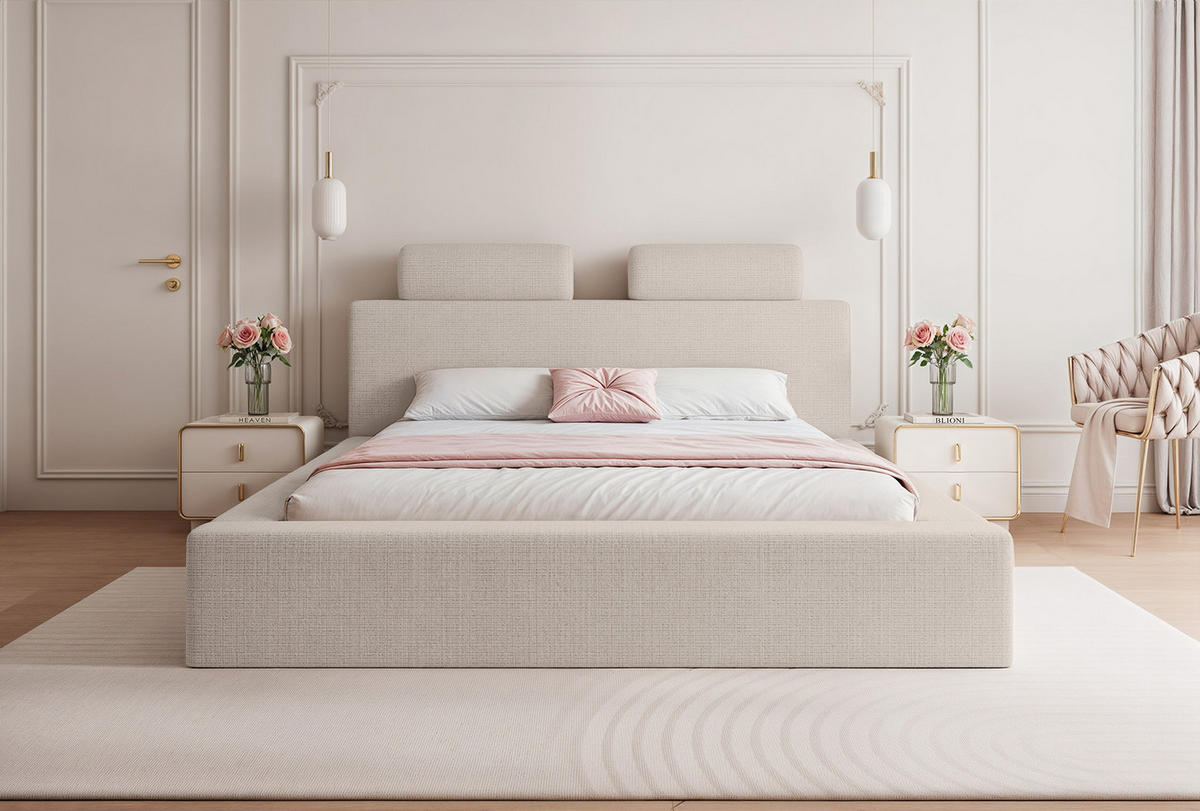 POLSTERBETT PELLIZZANO 120x200 cm, Beige - Beige, Textil (200/120cm) - Fedve