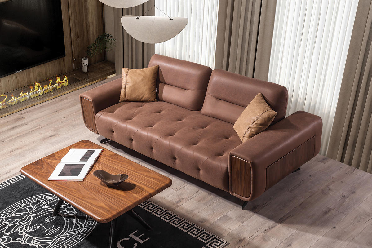 SOFA Hamilton 2-Sitzer BRAUN - Braun, Textil/Metall (200/82/100cm)