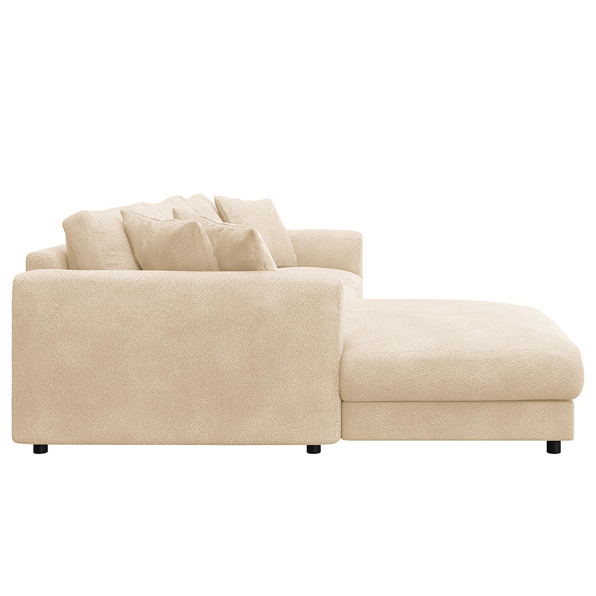 ECKSOFA mit Longchair - Beige/Schwarz, Holz/Kunststoff (286/183cm) - home24