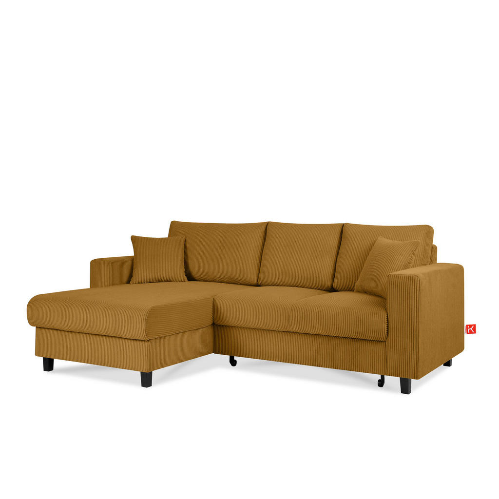 Thumbnail - Konsimo® Eckschlafsofa, Gelb, Textil, L-Form,L-Form, 234x90 cm, Hergestellt in Europa, Wohnzimmer, Sofas & Couches, Wohn...