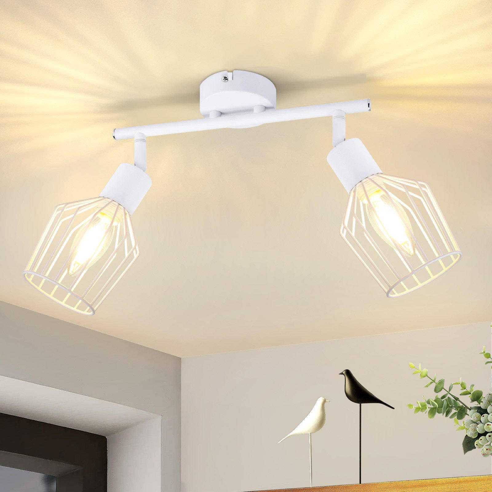 STRAHLER Franziska 2-flammig 32/8/10 cm - Weiß, Metall (32/8/10cm) - Nettlife