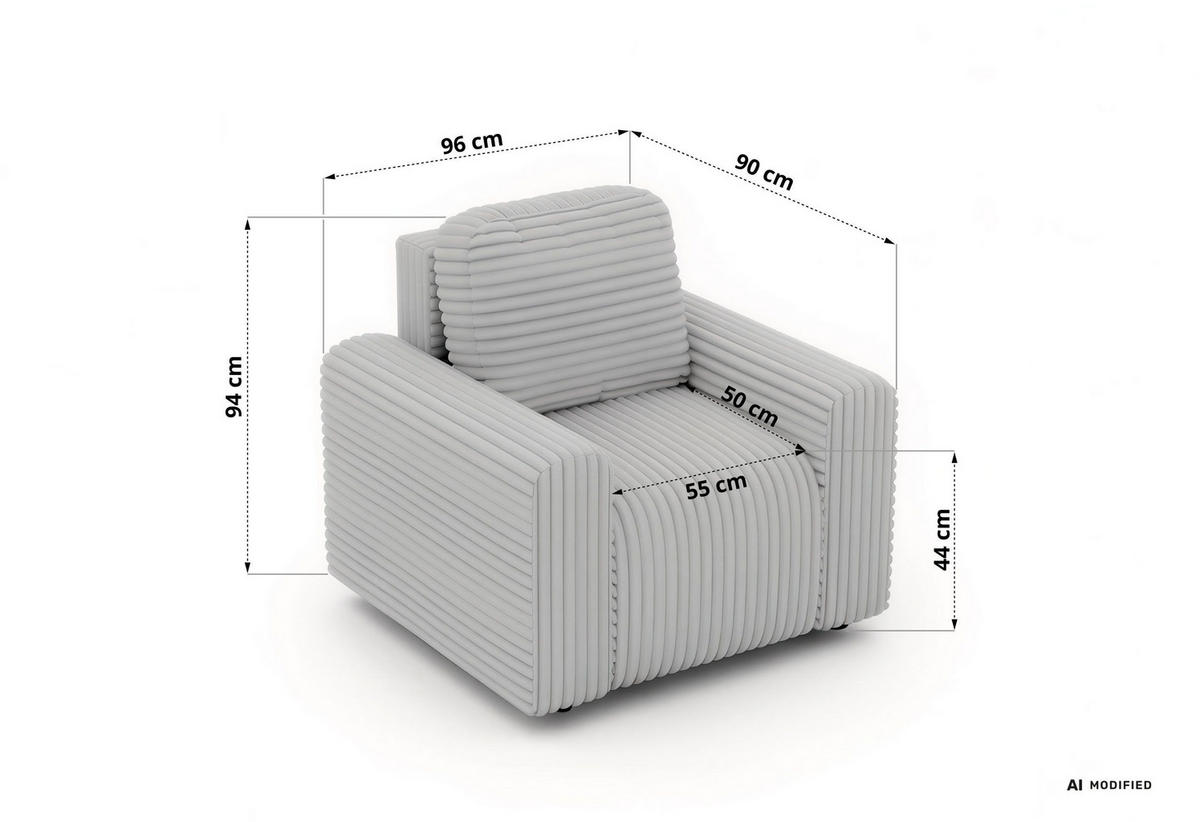 SESSEL NESSARO - Braun Cord - Schwarz/Braun, Kunststoff/Textil (96/94/90cm) - MKS