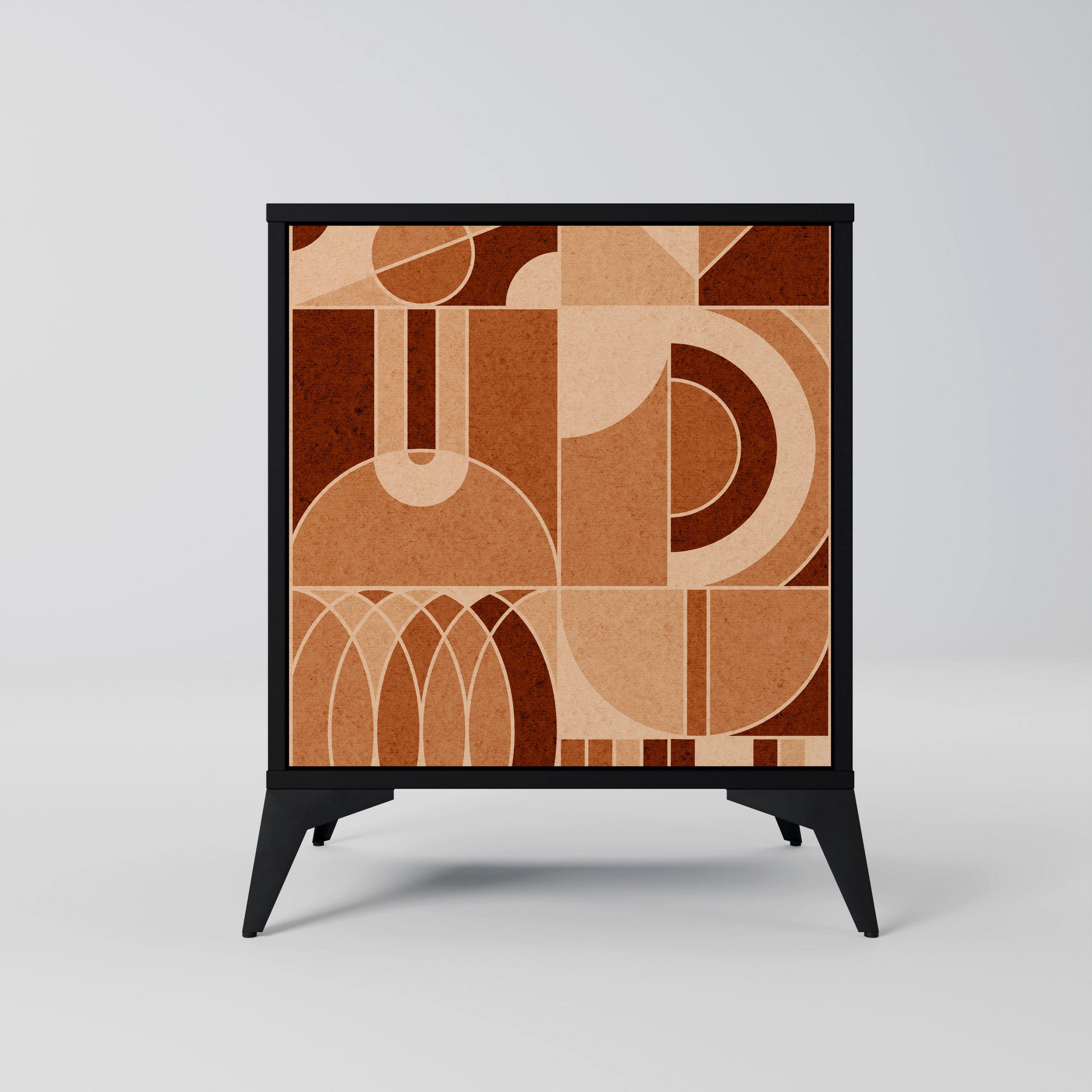SIDEBOARD PRISM MOSAIC, Schwarz, 57,5x42x70,5 cm, Schwarze Metall-Sternfüße - Multicolor/Schwarz, Holzwerkstoff/Metall (57.5/70.5/42cm) - SpaceRebels