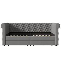 POLSTERBETT 90/200 cm Grau mit 2 Schubladen, Ohne Matratze - Grau, Textil (90/200cm) - Oxeza