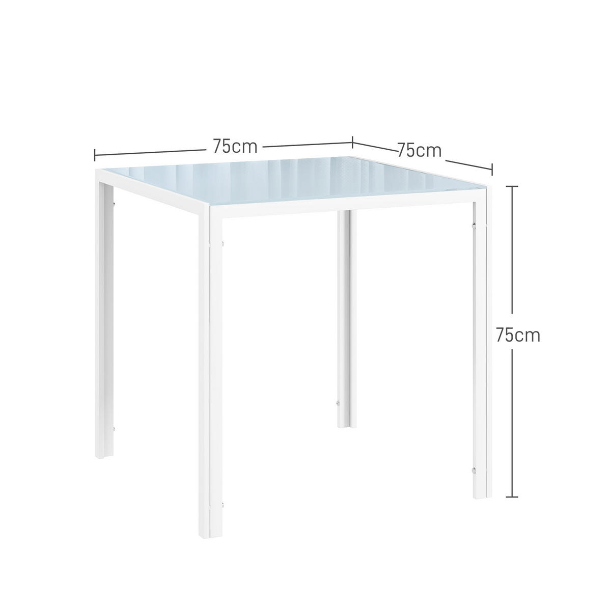 ESSTISCH Esszimmertisch Quadratischer Küchentisch für 4 Personen, Weiß - Weiß, Metall (75/75/75cm) - HOMCOM