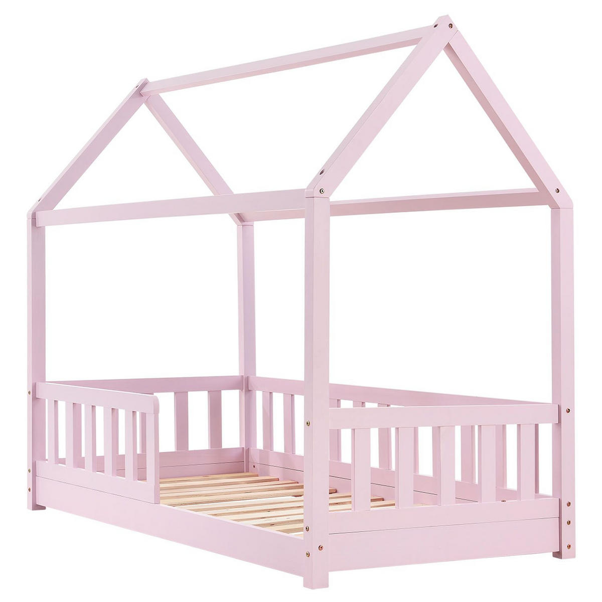 KINDERBETT Marli rosa 80x160 cm - Rosa, Holz (80/160cm) - Juskys