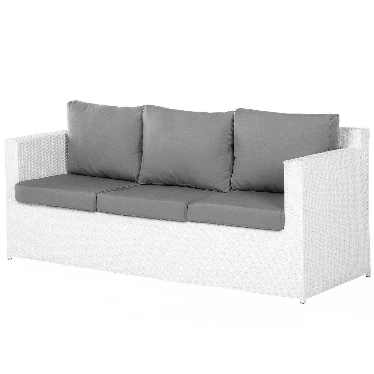 LOUNGE-SET 6-Sitzer weiß Roma - Weiß, Kunststoff - Beliani