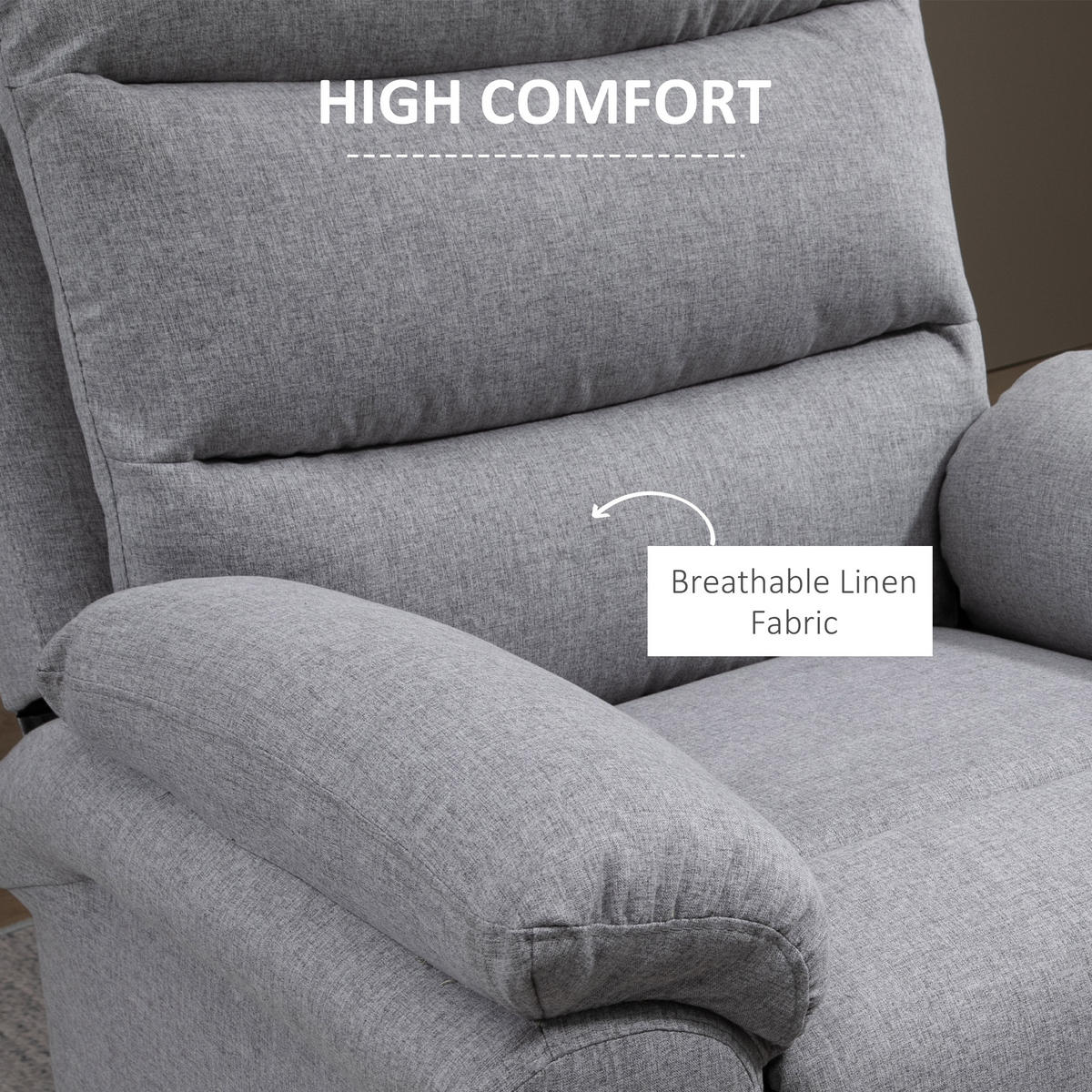 RELAXSESSEL mit Liegefunktion, Hellgrau - Hellgrau, Metall (92/102/91cm) - HOMCOM