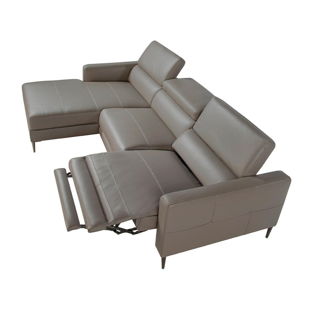 ECKSOFA Dunkelgrau Dunkler Stahl 258/173/95 cm - Dunkelgrau/Grau, Leder (258/173cm) - ANGEL CERDA