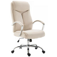 CHEFSESSEL Stoff creme - Chromfarben/Creme, Textil/Metall (65/115/73cm) - CLP