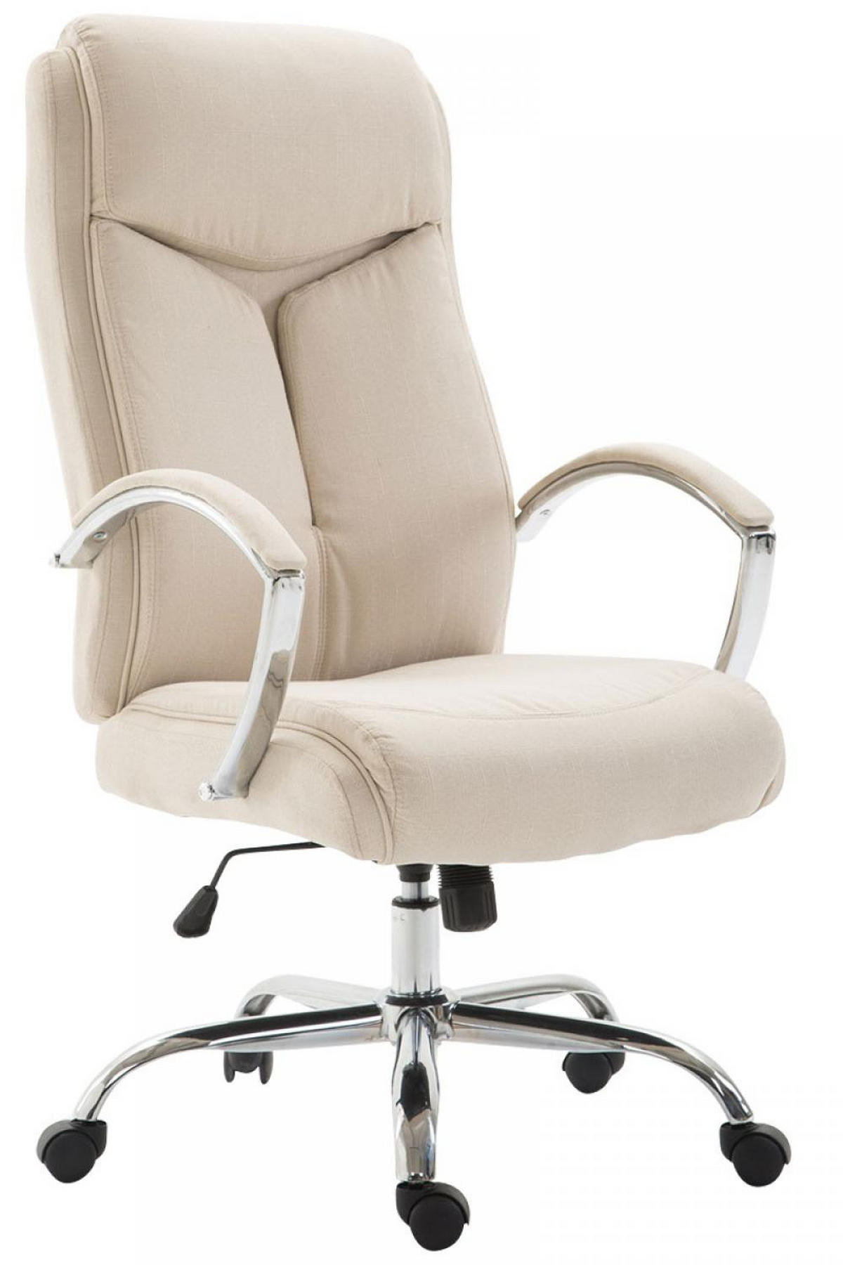 CHEFSESSEL Stoff creme - Chromfarben/Creme, Textil/Metall (65/115/73cm) - CLP