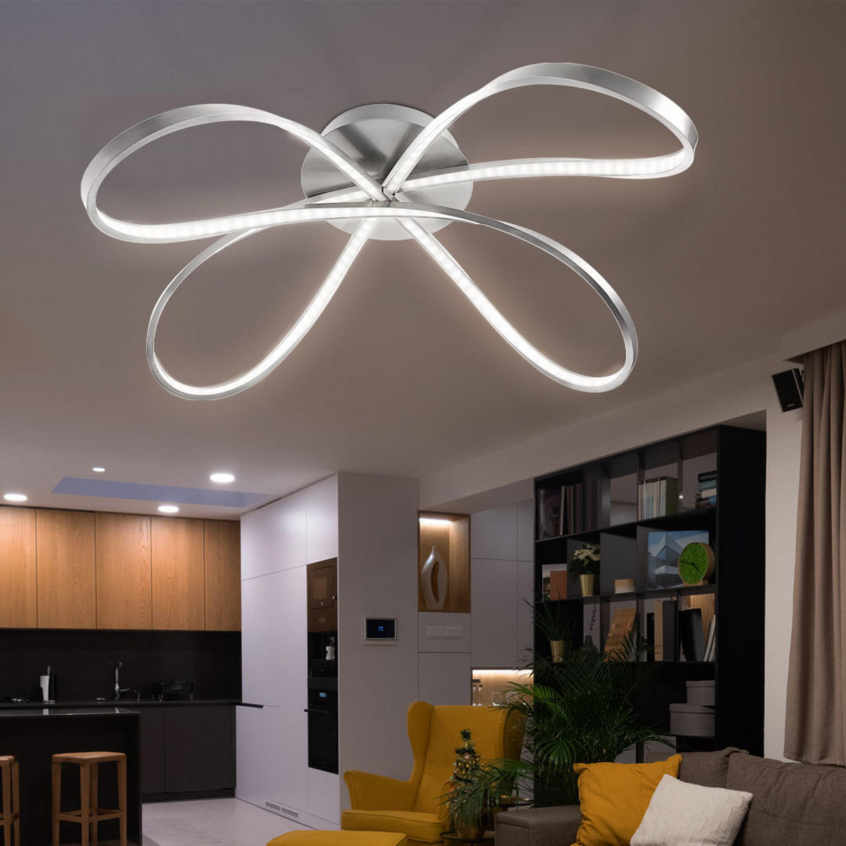 LED DECKENLEUCHTE Metall Silber - Silberfarben, Metall (75/65/23cm) - Globo Lighting