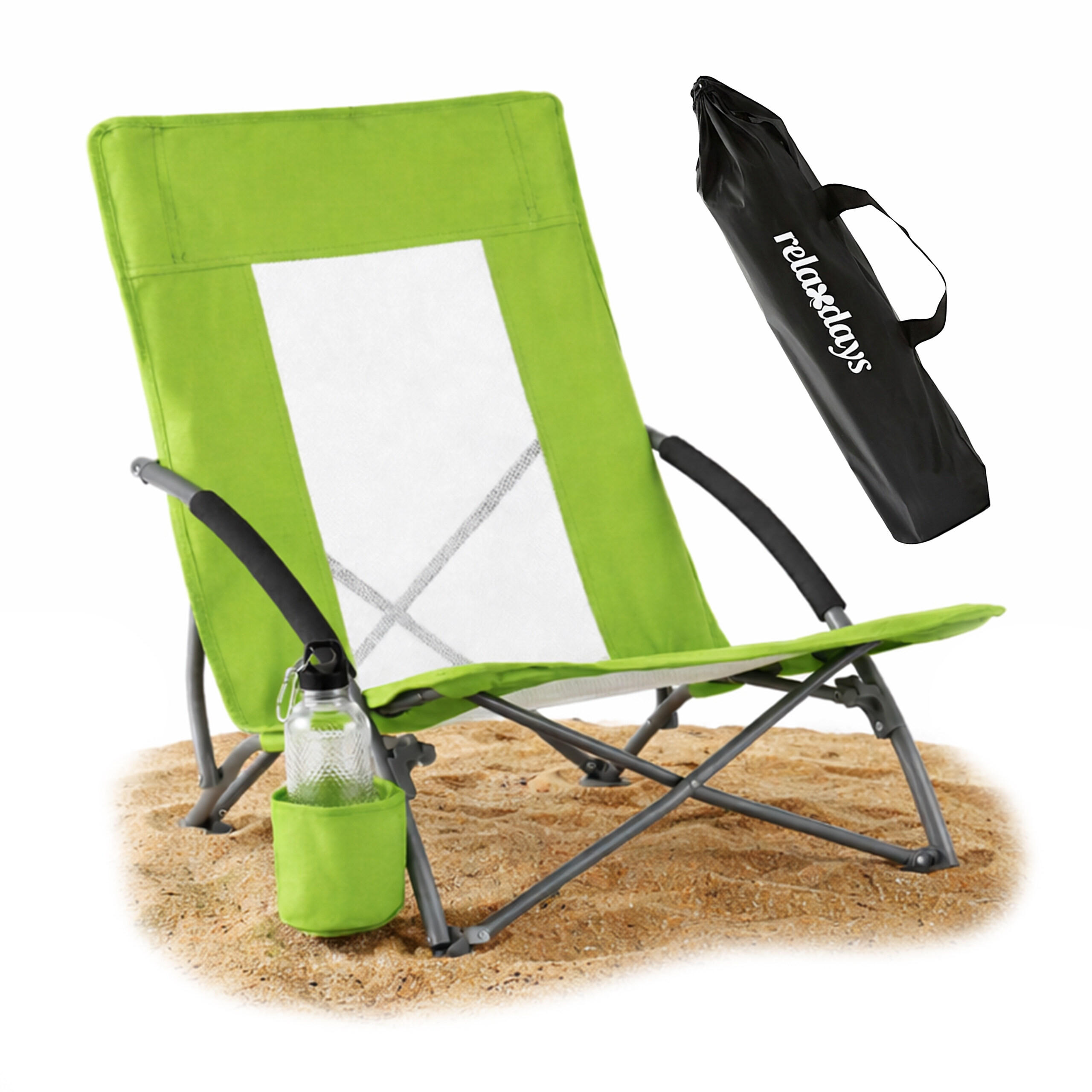 Relaxdays Strandstuhl Grün 55x67x58 cm