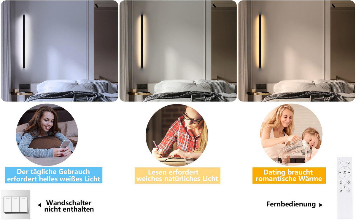 LED WANDLEUCHTE Schatz - Schwarz, Metall (4/3/100cm) - Nettlife