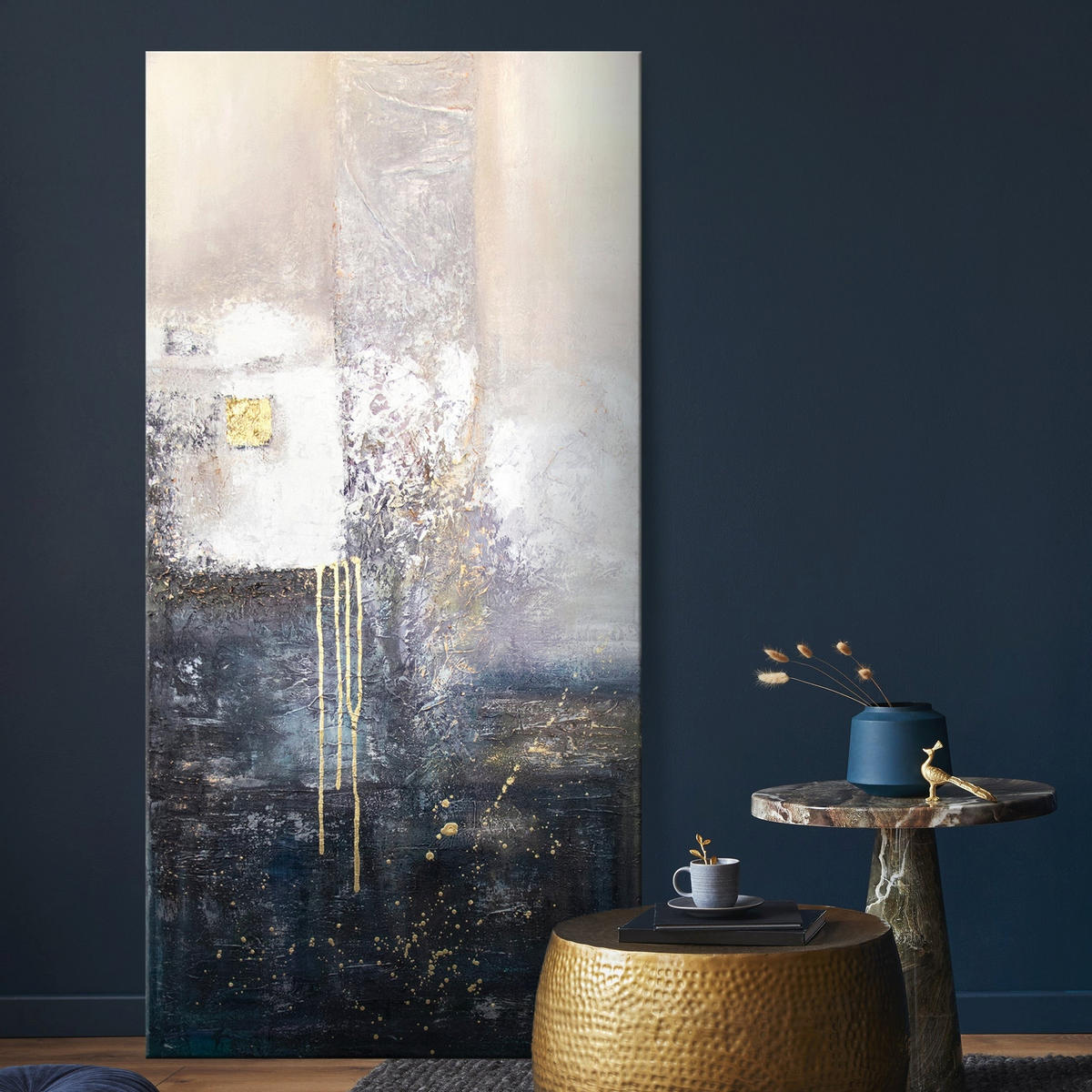 GEMÄLDE Fragmente auf Keilrahmen 100x50 cm - Blau, Holz (100/50cm) - YS-art gallery