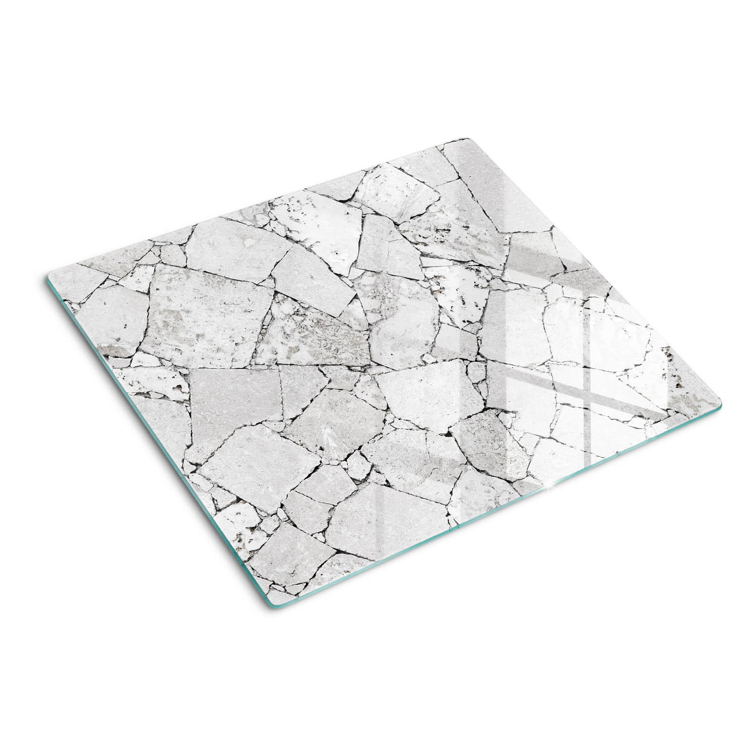 GLASPLATTE 60x52 cm Steinmauer - Weiß, Glas (60/0.4/52cm) - TULUP