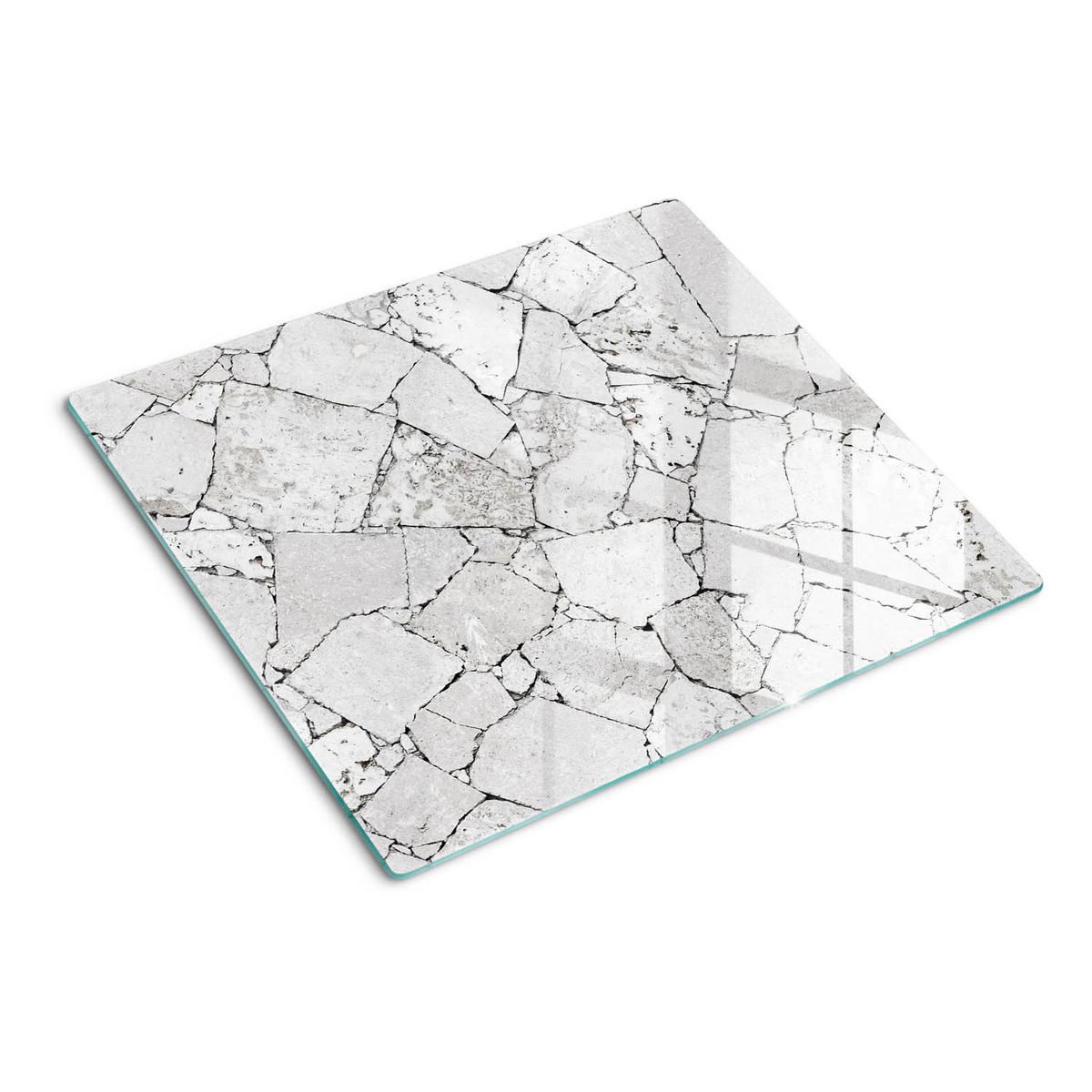 GLASPLATTE 60x52 cm Steinmauer - Weiß, Glas (60/0.4/52cm) - TULUP