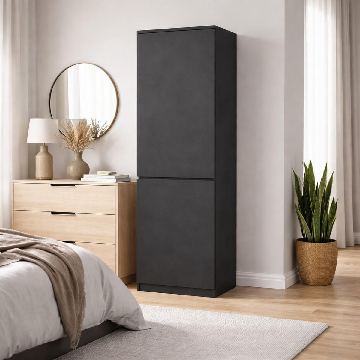 MEHRZWECKSCHRANK 2-türig mit 5 Einlegeböden in Anthrazit - Anthrazit, Holzwerkstoff (50/180.5/40cm) - Home Collective