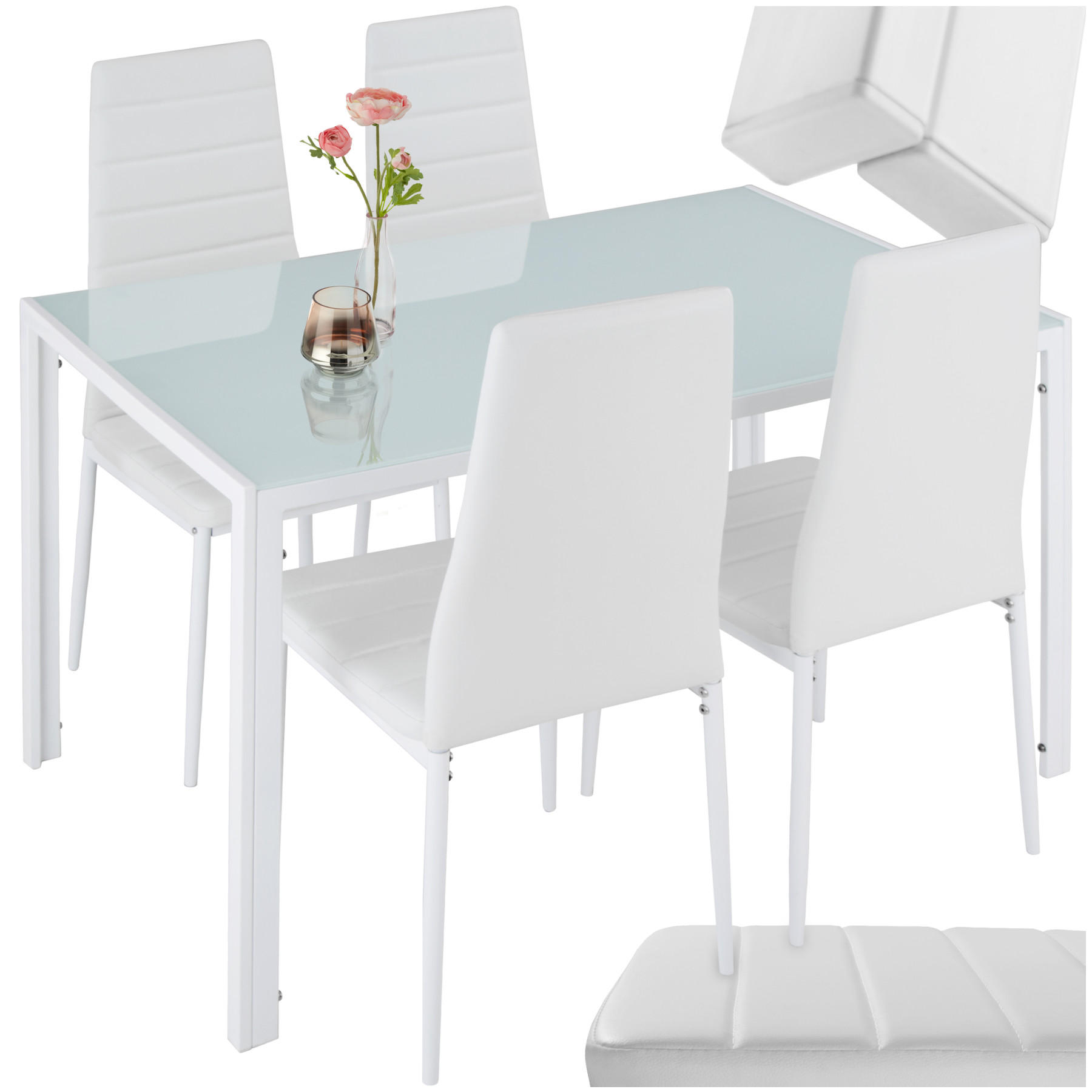 ESSZIMMERGRUPPE 5-teilig Berlin weiß - Weiß, Metall (70/75/120cm) - tectake