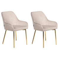 ESSZIMMERSTUHL 2er-Set Samtstoff Beige Loverna - Beige, Textil (54/87/63cm) - Beliani