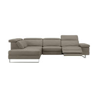 ECKSOFA Virage Echtleder mit 1 x Relaxfunktion Greige - Greige, Leder/Metall (263/232cm)