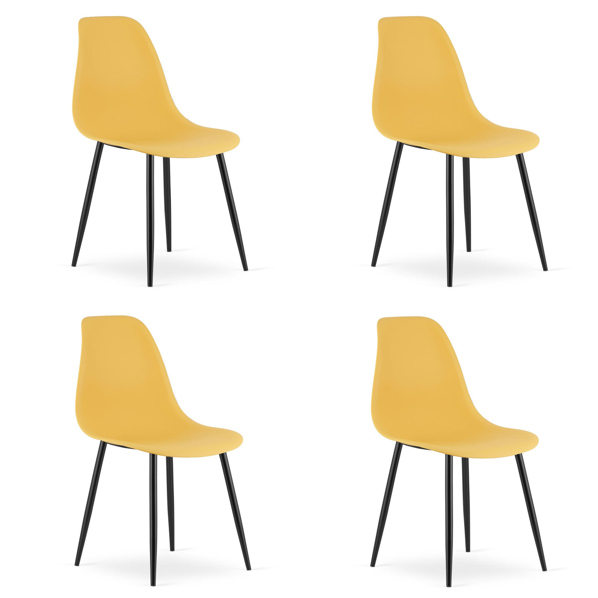 ESSZIMMERSTUHL 4-er Set KALEO Senffarbener Sitz, schwarze Beine - Currygelb/Schwarz, Kunststoff (46/84/51cm) - Valora