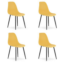 ESSZIMMERSTUHL 4-er Set KALEO Senffarbener Sitz, schwarze Beine - Currygelb/Schwarz, Kunststoff (46/84/51cm) - Valora