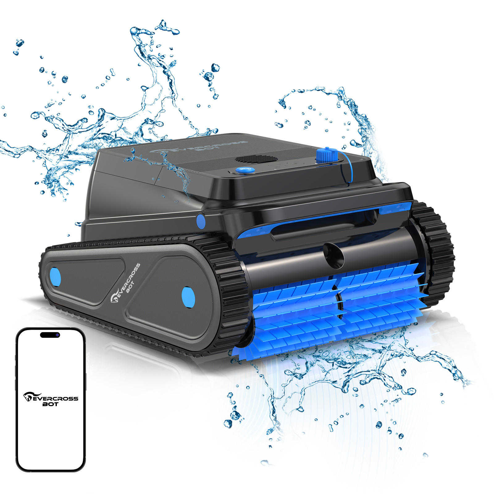 Evercross BOT Poolroboter Schwarz 46.3x30.7x49.6 cm