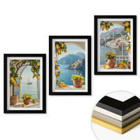 WANDBILDER 3er-Set - 20x30 cm Schwarzer Rahmen - Zitronenblumen aus der Küstenstadt - Schwarz, Kunststoff (20/30cm) - ArtPrintCave