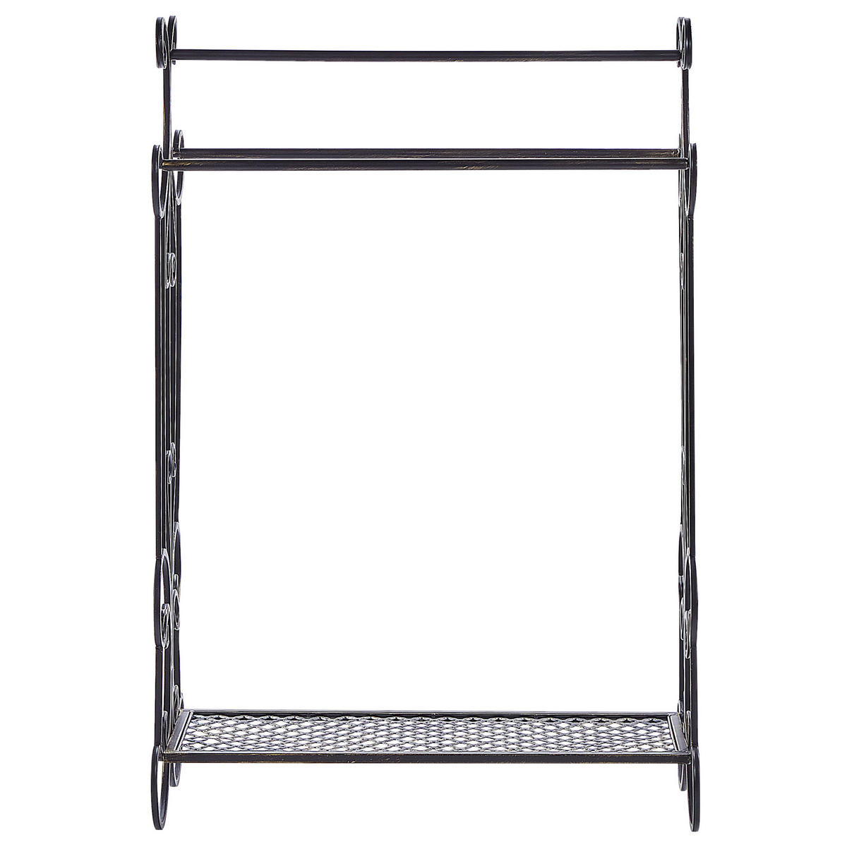 HANDTUCHSTÄNDER Antik Optik schwarz 60 x 90 cm Gladis - Schwarz, Metall (60/90/35cm) - Beliani