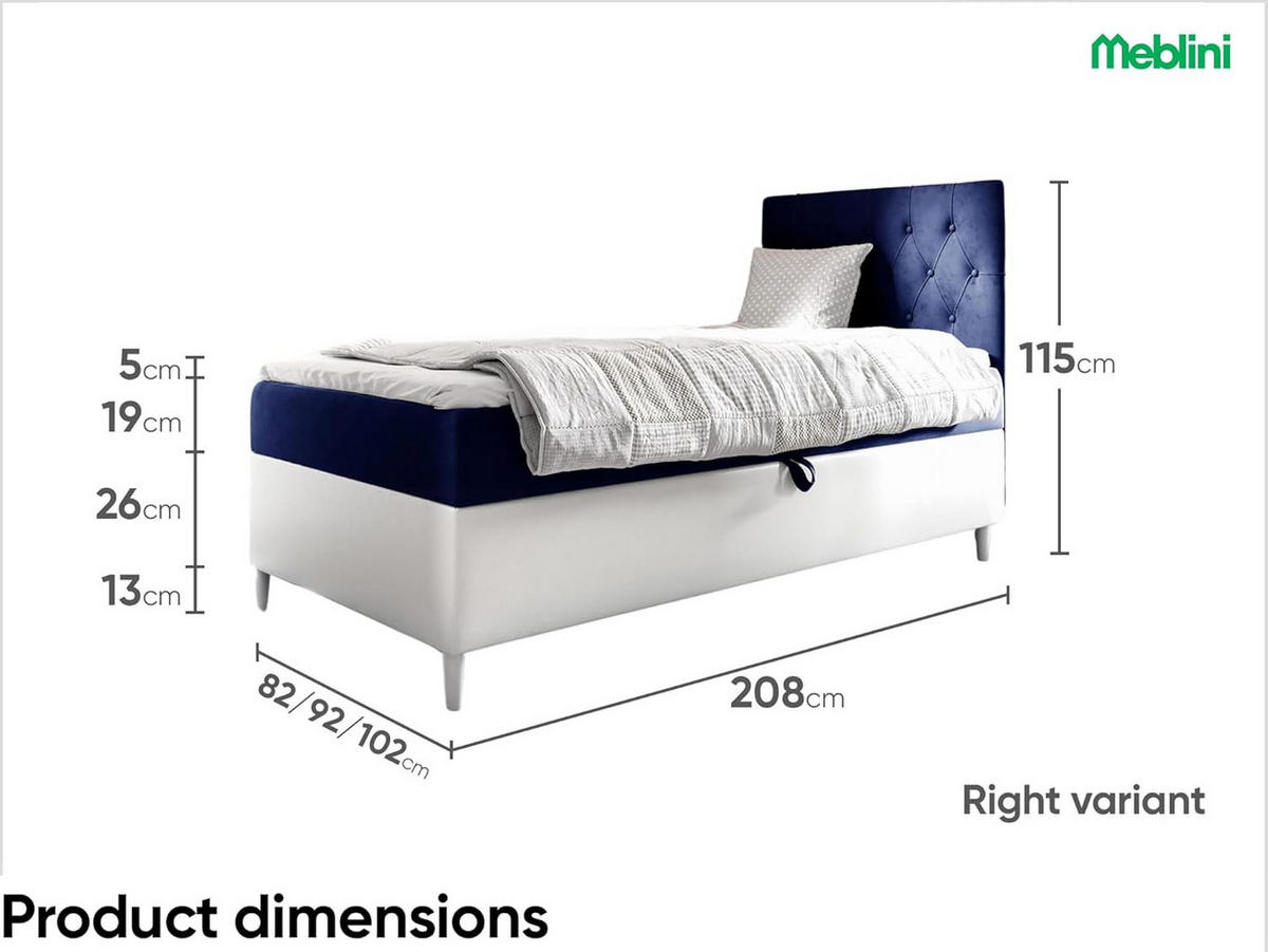KINDERBETT FLIPPO 1 - Dunkelblau/Weiß, Holzwerkstoff (102/208cm) - Meblini