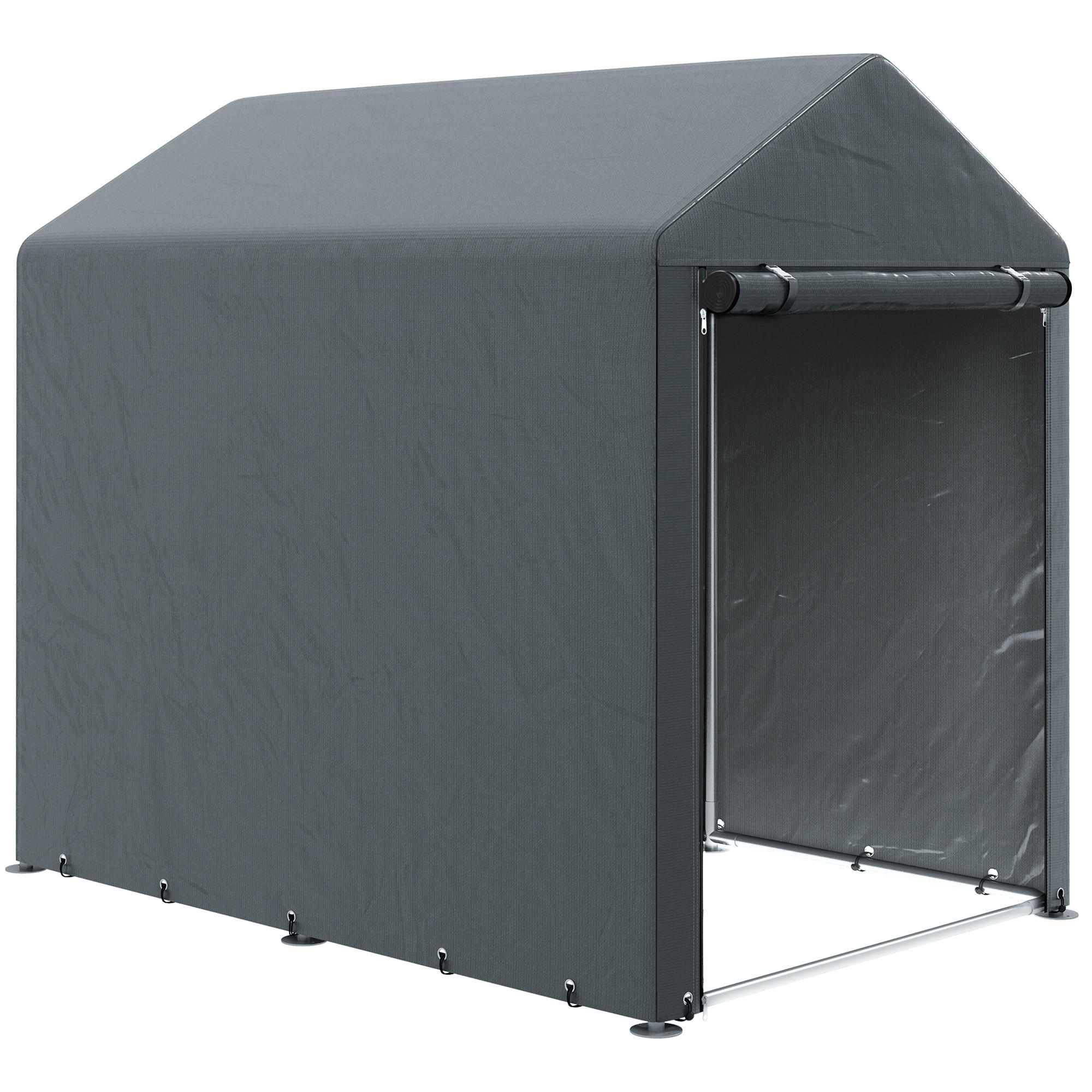 GARAGENZELT, 1,2 x 1,79 x 1,65 m, mit UV-Schutz, Reißverschlusstür, Dunkelgrau - Dunkelgrau, Kunststoff/Metall (179/165/120cm) - Outsunny