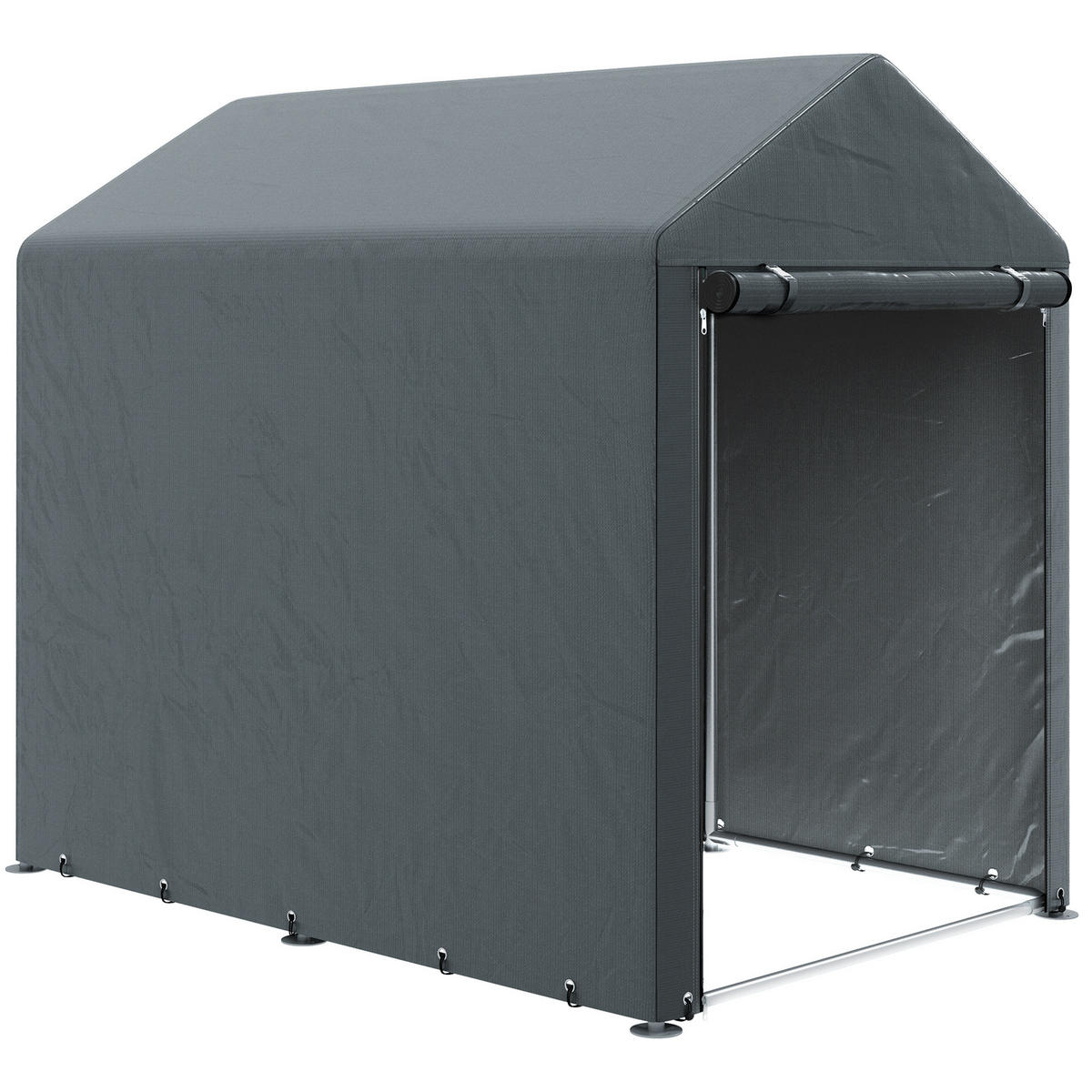 GARAGENZELT, 1,2 x 1,79 x 1,65 m, mit UV-Schutz, Reißverschlusstür, Dunkelgrau - Dunkelgrau, Kunststoff/Metall (179/165/120cm) - Outsunny