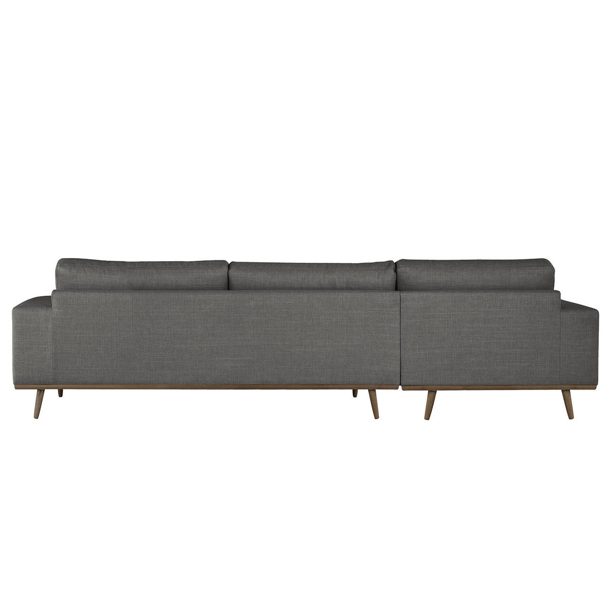 ECKSOFA mit Longchair - Eichefarben/Dunkelgrau, Eichenholz/Textil (281/153cm) - home24