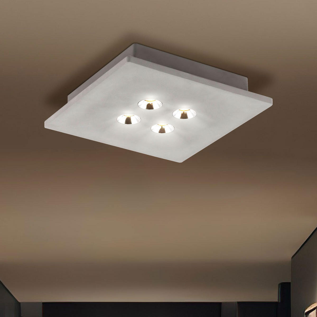 LED DECKENLEUCHTE TIMO Grau Beton Chrom - Grau, Metall (25/25/5cm) - Globo Lighting