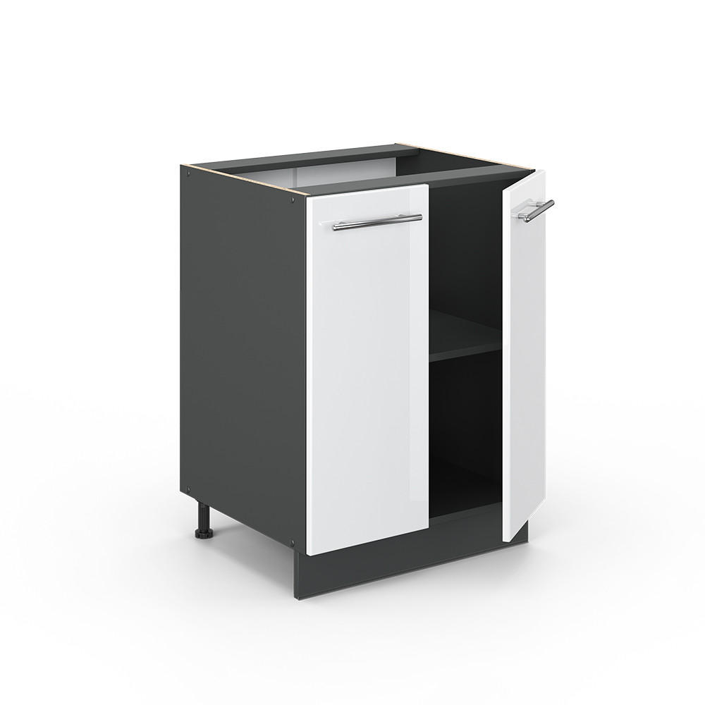 KÜCHENUNTERSCHRANK Fame-Line Weiß Hochglanz 60 cm ohne AP - Weiß Hochglanz/Anthrazit, Holzwerkstoff (60/82/51.6cm) - Vicco