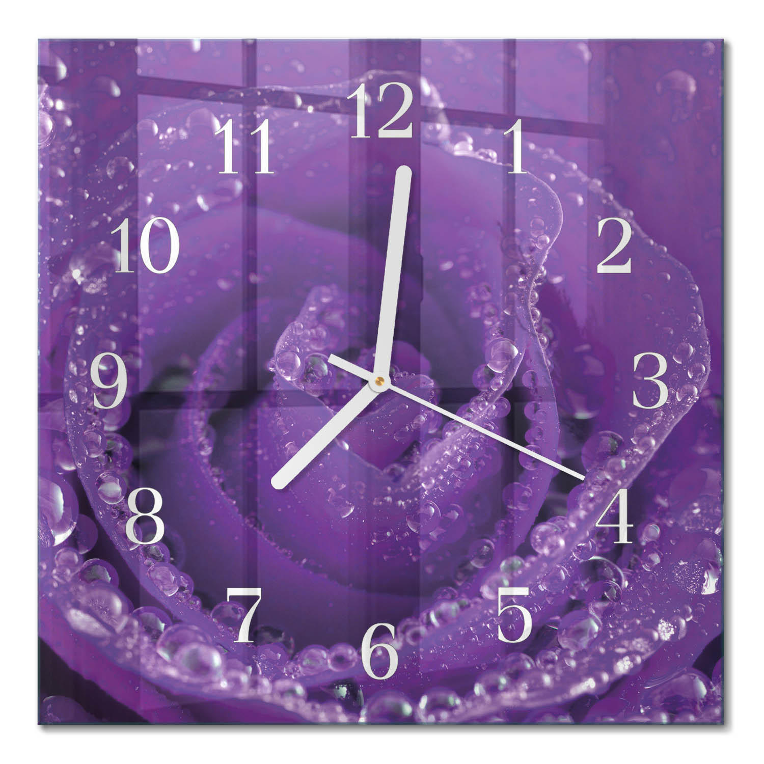 WANDUHR 30x30 cm - Rose - Lila, Glas (30/30/0.4cm) - TULUP