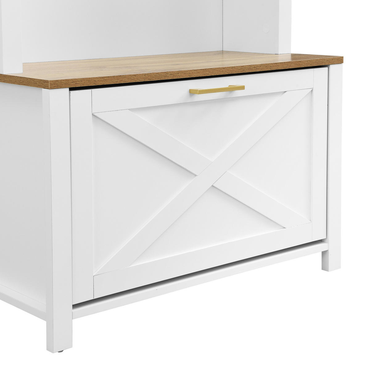 GARDEROBE 75/195/35 cm Weiß/Holzfarben aus MDF mit Schuhfach und Haken - Weiß, Holzwerkstoff (35/195/75cm) - OKMYHOME