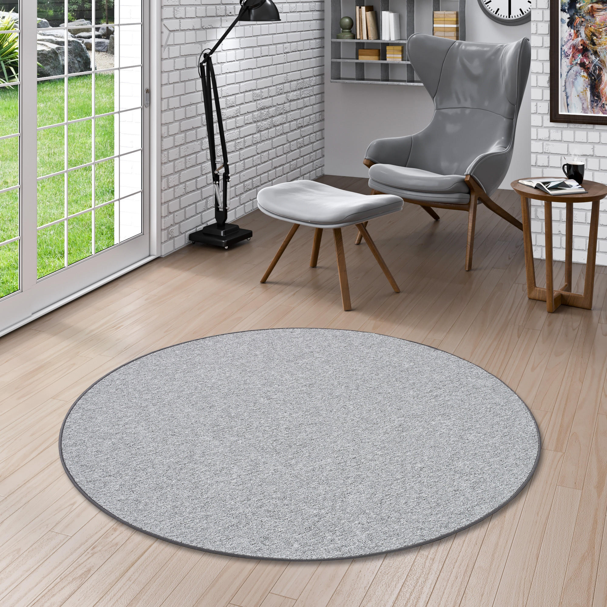 FEINSCHLINGEN VELOUR TEPPICH STRONG RUND - Silberfarben, Textil (200/200cm) - Snapstyle