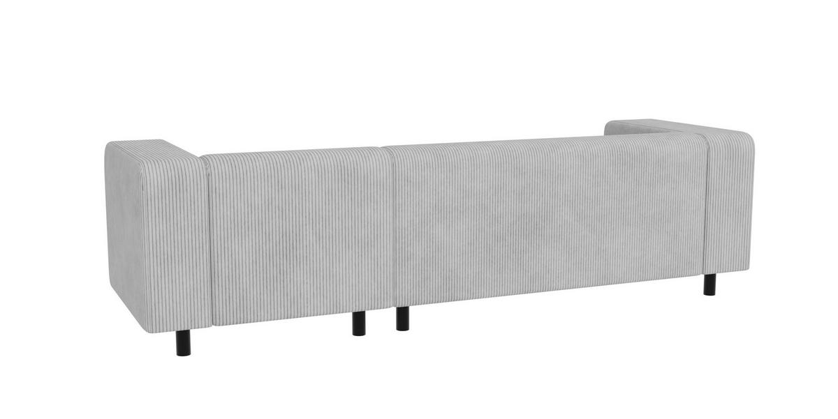 ECKSOFA Tove Hellgrau Cord - Ottomane rechts - Hellgrau/Schwarz, Holz/Kunststoff (240/142cm) - S-Style Möbel