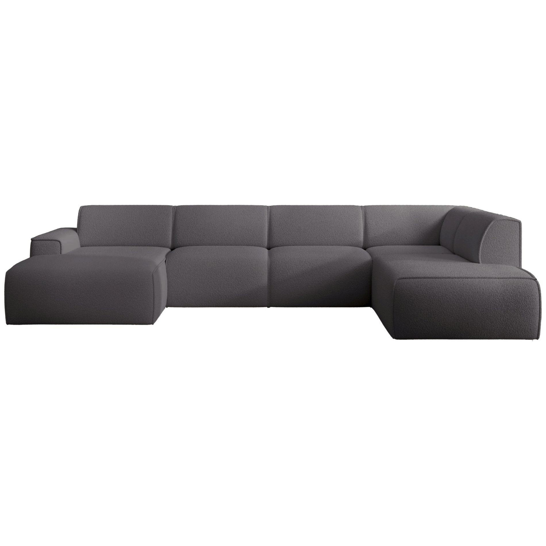 WOHNLANDSCHAFT Bouvi Dunkelgrau rechts - Dunkelgrau/Schwarz, Kunststoff/Textil (220/378cm) - Selsey