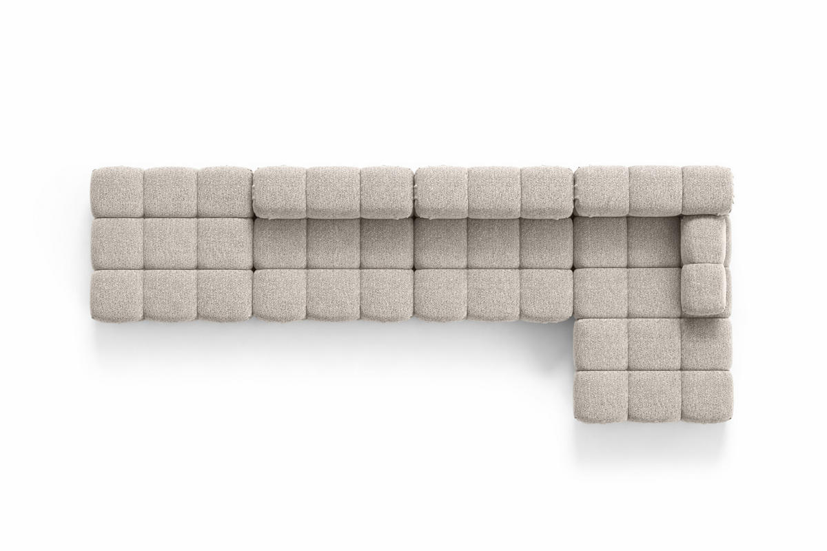 ECKSOFA L-Form XL, Stoff Bouclé Abriamo, Beige, Rechts, Selia L XL - Beige, Holz (380/160cm) - Kaiser Möbel