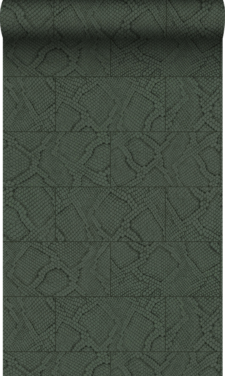 TAPETE Fliesenmuster mit Schlangenhaut-Motiv 53 cm x 10.05 m - Grün, Papier (53/1000cm) - Origin Wallcoverings