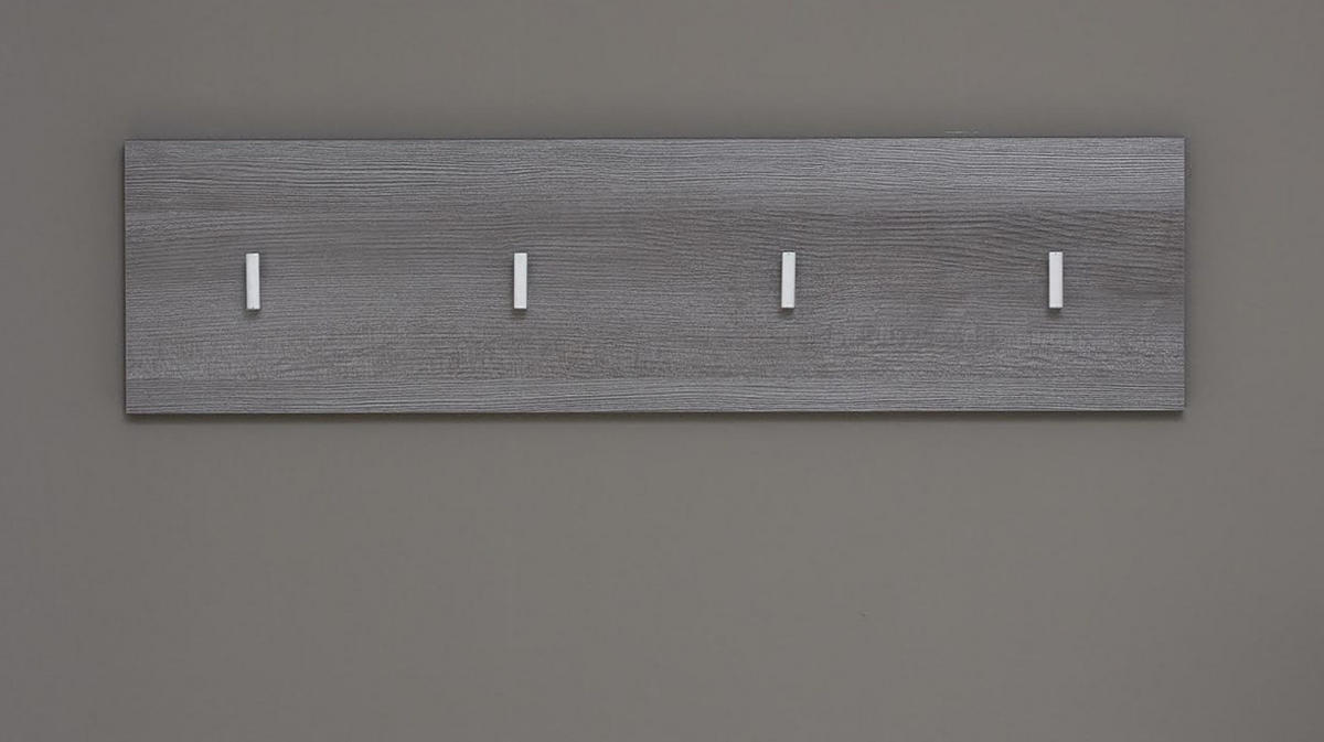 GARDEROBENLEISTE Hochglanz weiß, Sardegna grau, Wandgarderobe 80 x 21 cm - Weiß Hochglanz/Grau, Holzwerkstoff (80/21/2cm) - Top.Furn