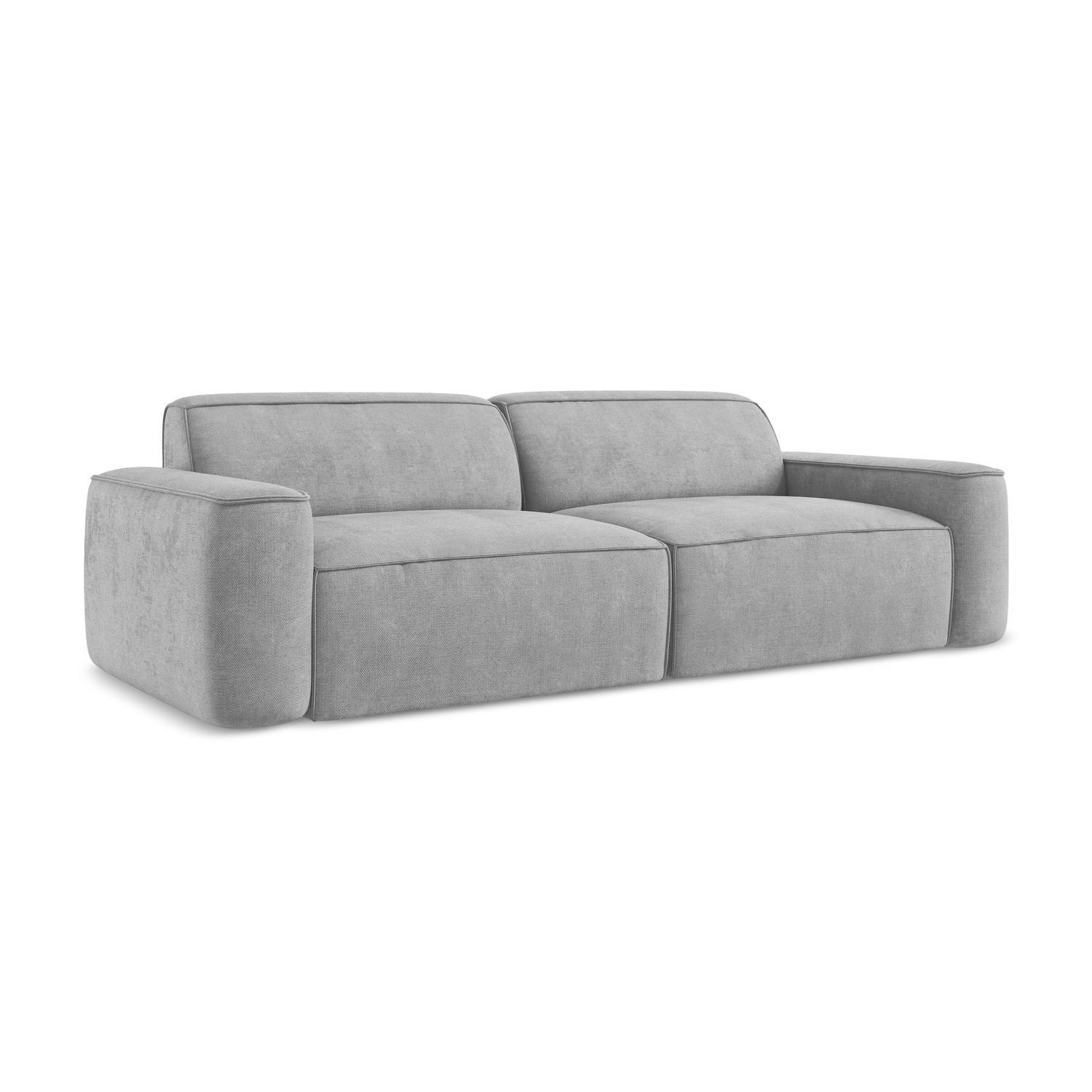 4-SITZER-SOFA Chenille Stoff Grau - Hellgrau/Schwarz, Holzwerkstoff/Kunststoff (244/70/102cm) - LaMiaSofa