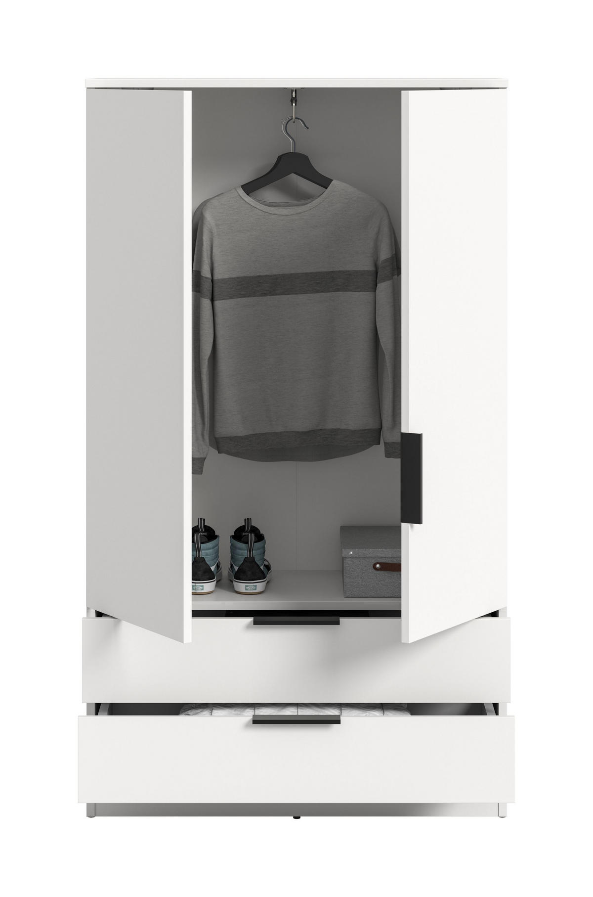 WÄSCHESCHRANK Alvas (B/H/T: ca. 80/140/37 cm) in weiß/weiß - Weiß, Holzwerkstoff (80/140/37cm)