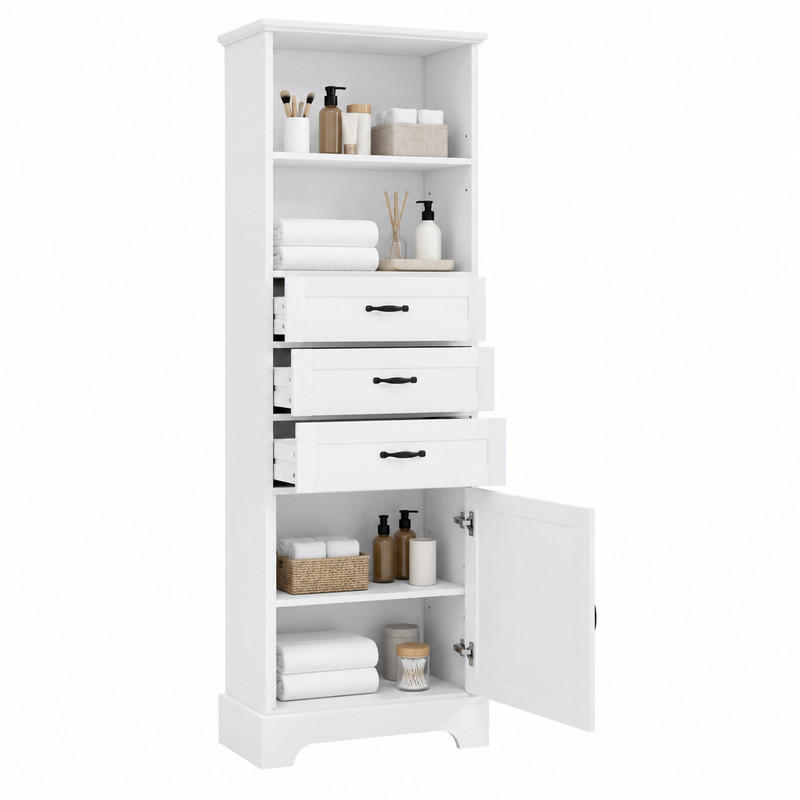 BADEZIMMERSCHRANK 56 x 25,6 x 167 cm Weiß MDF - Weiß, Holzwerkstoff (25.6/167/56cm) - Beauniv