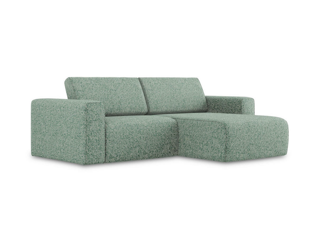 ECKSOFA Rechts Strukturstoff Stoff Grün - Schwarz/Hellgrün, Kunststoff/Textil (224/167cm) - Makamii