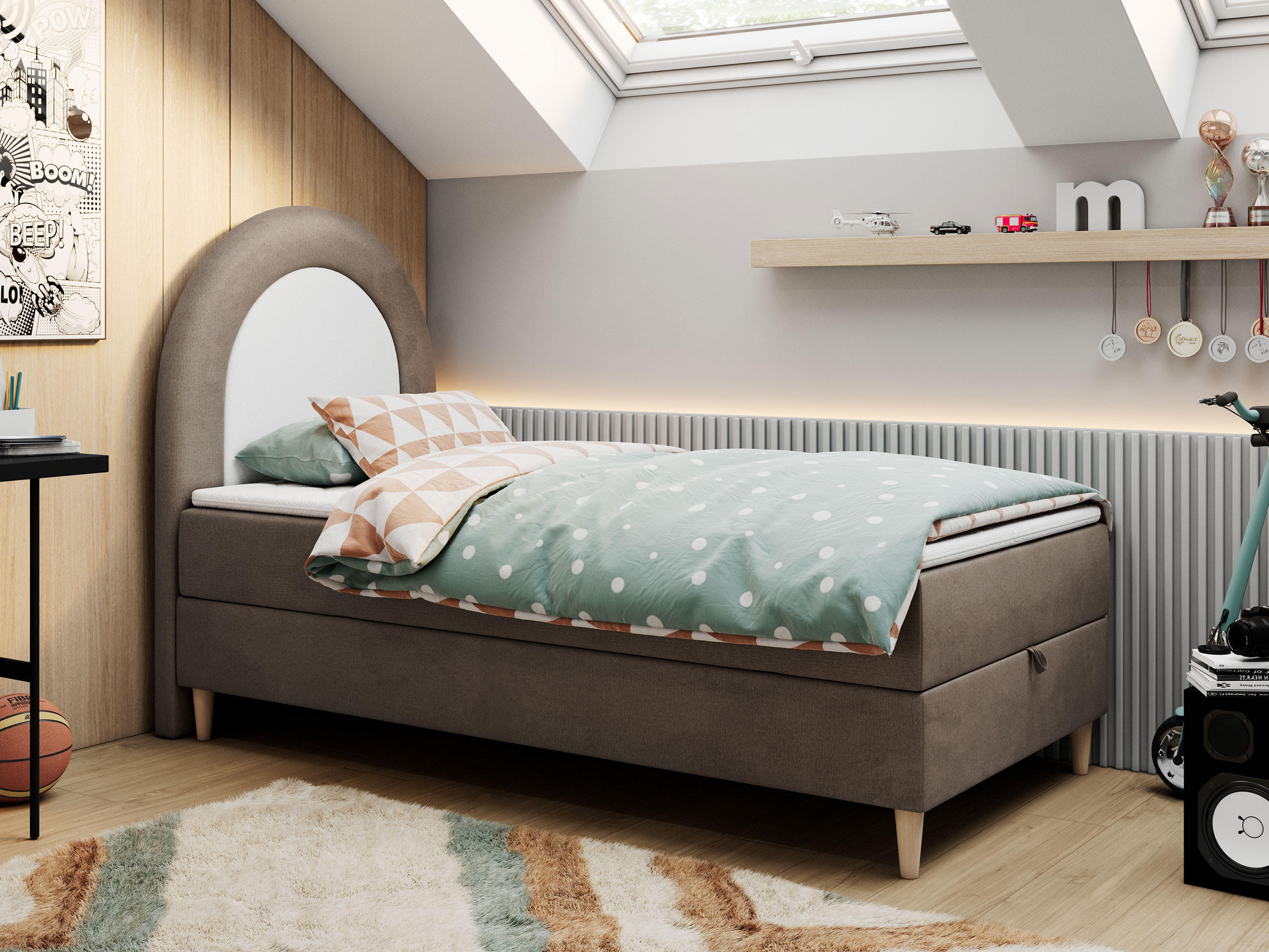 BOXBETT NEST 90/180 Braun Velvet hydrophob - H3 - Braun, Holz/Textil (90/180cm) - MKS